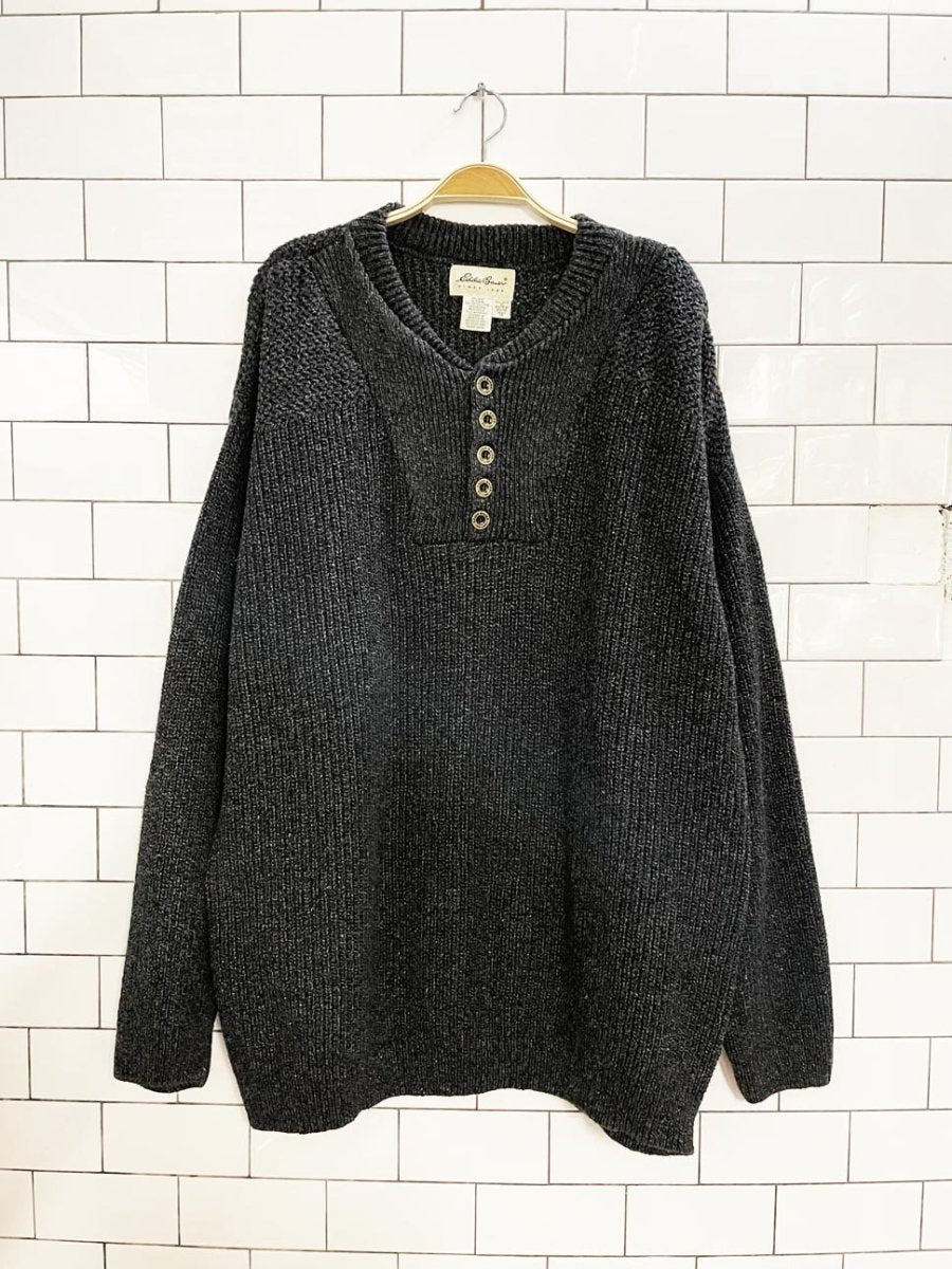 vintage 90s eddie bauer loose knit henley sweater - good market thrift store