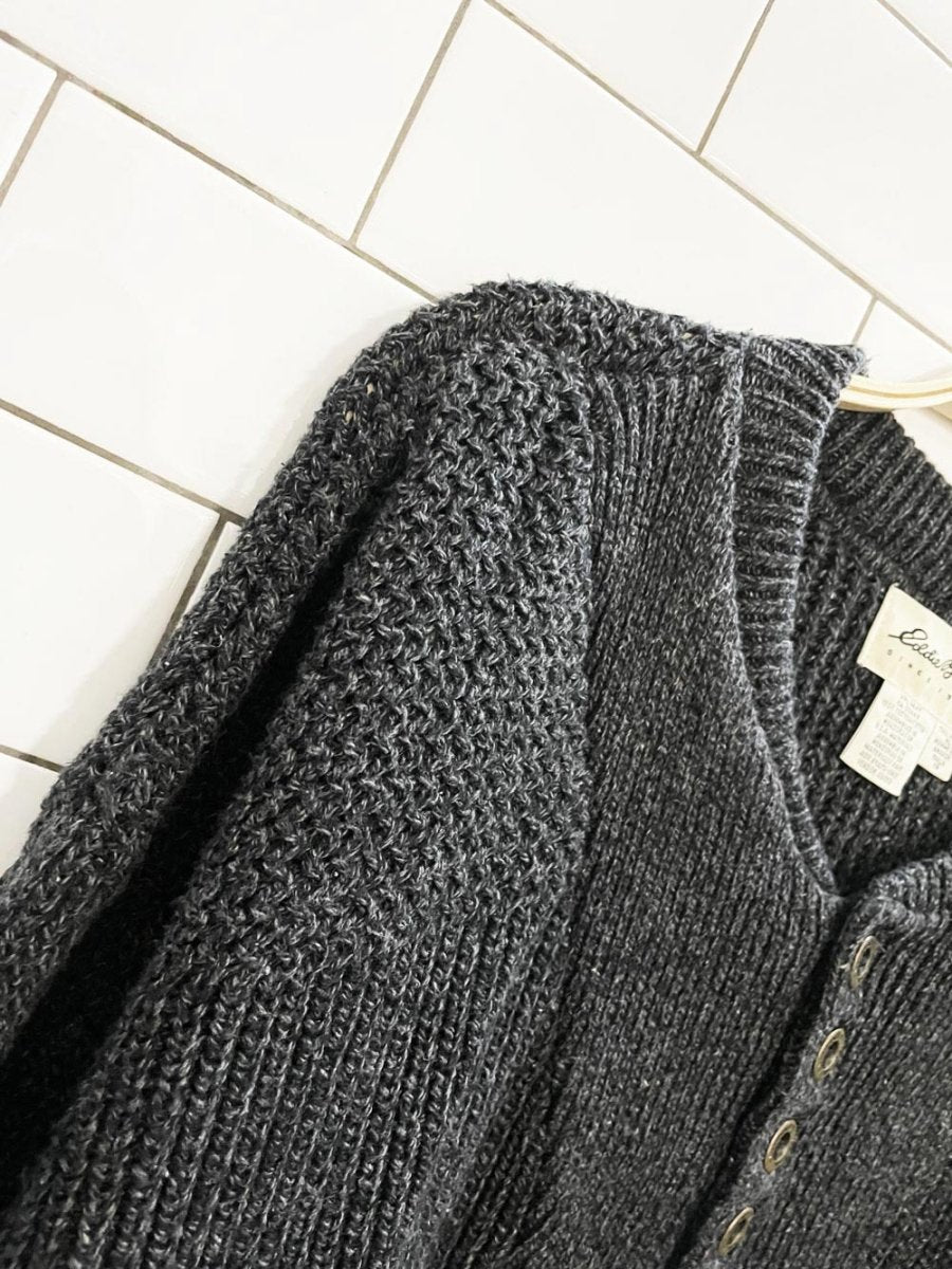 vintage 90s eddie bauer loose knit henley sweater - good market thrift store