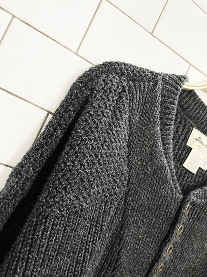 vintage 90s eddie bauer loose knit henley sweater - good market thrift store