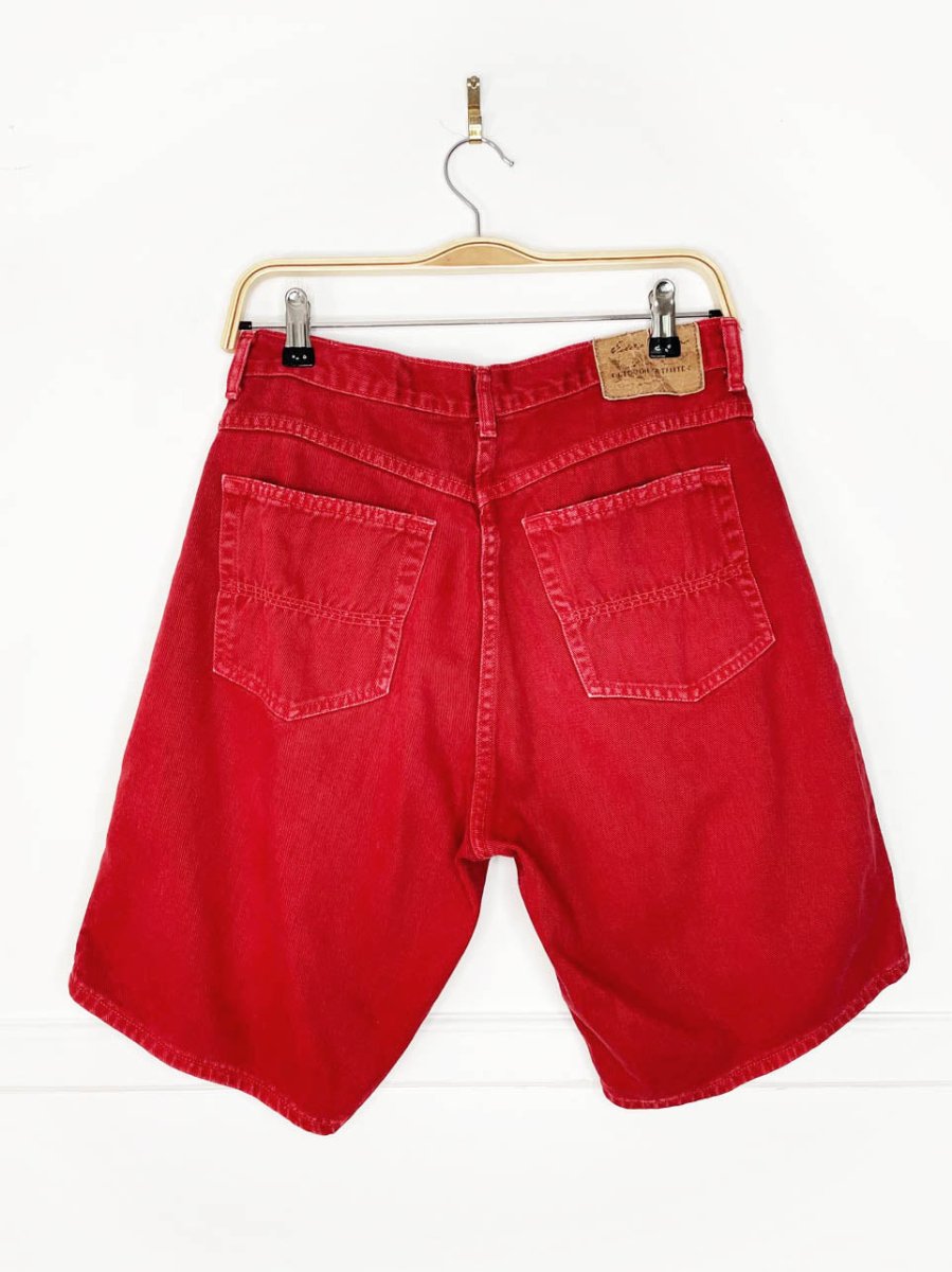 vintage 90s eddie bauer red long denim shorts - good market thrift store