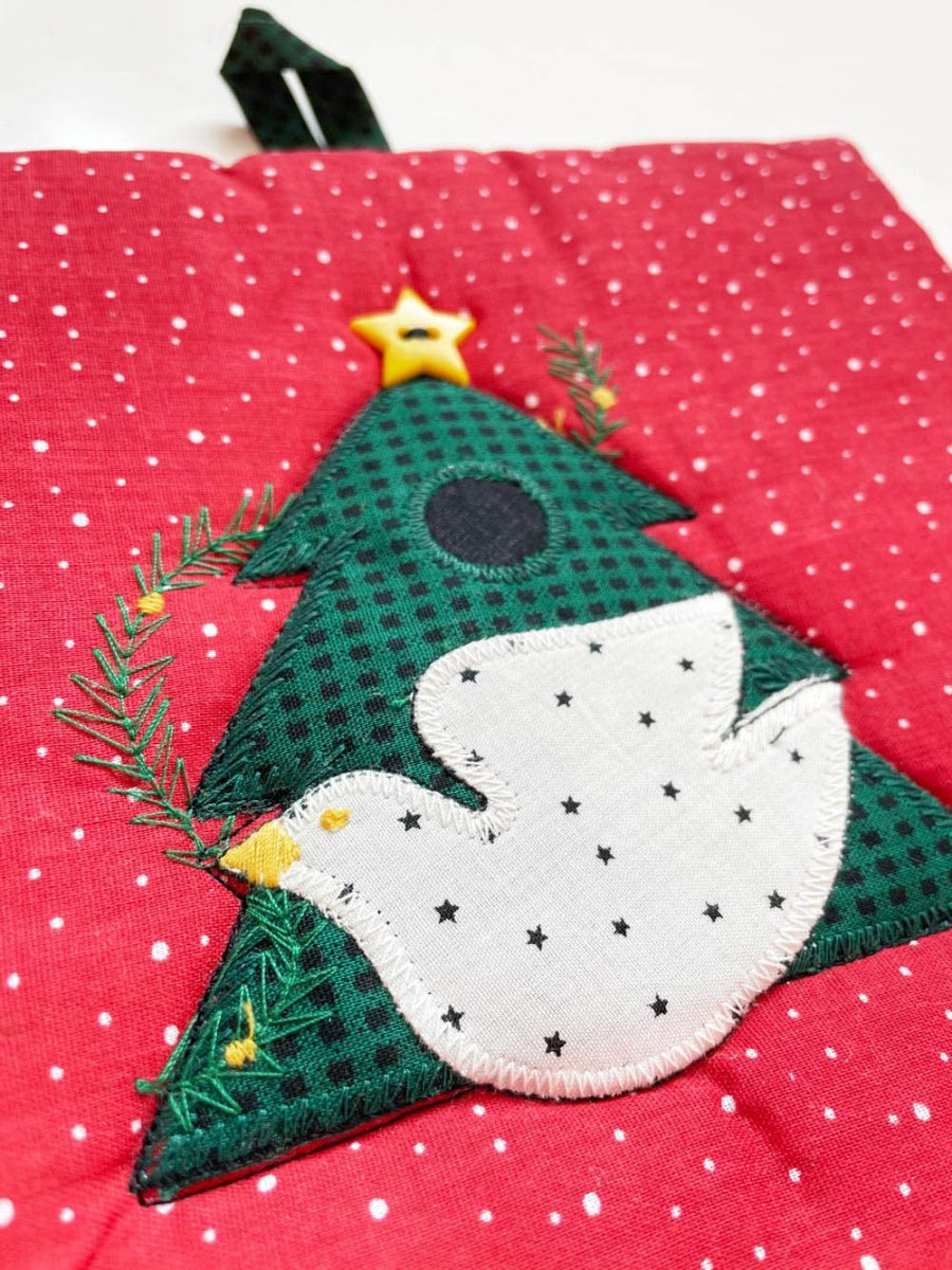 vintage 90s elco home quilted holiday pot trivet - good market thrift store