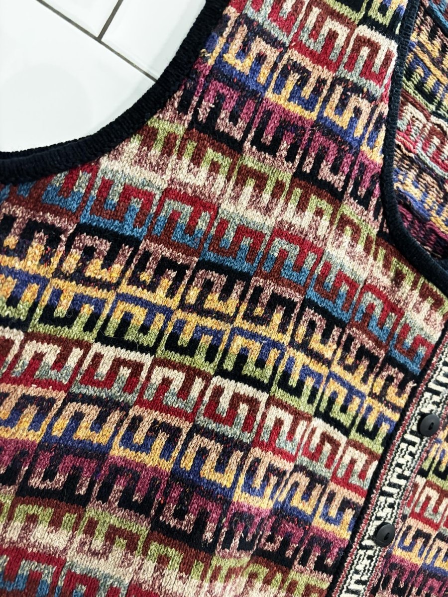 vintage 90s elizabeth gash silk - wool handmade knit vest - good market thrift store