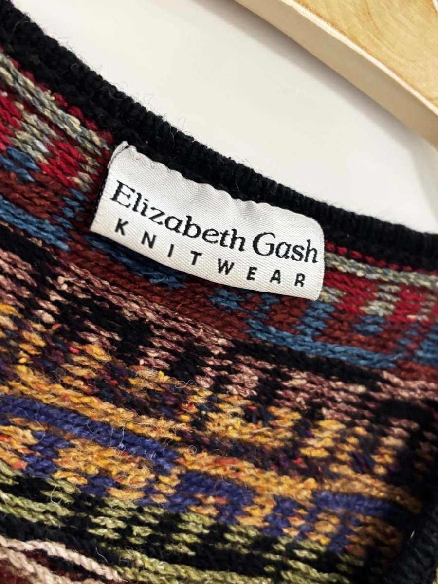 vintage 90s elizabeth gash silk - wool handmade knit vest - good market thrift store