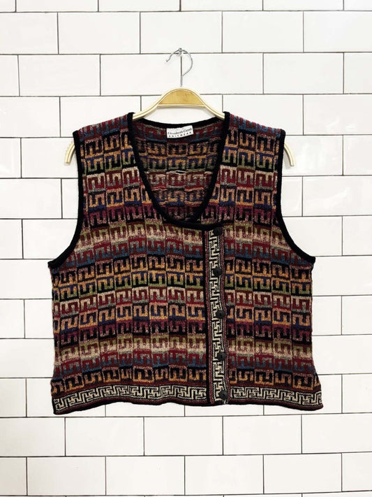 vintage 90s elizabeth gash silk - wool handmade knit vest - good market thrift store