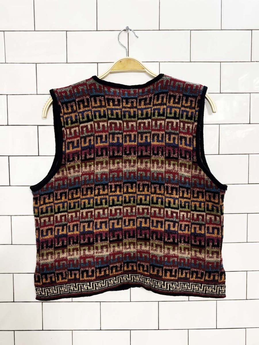vintage 90s elizabeth gash silk - wool handmade knit vest - good market thrift store