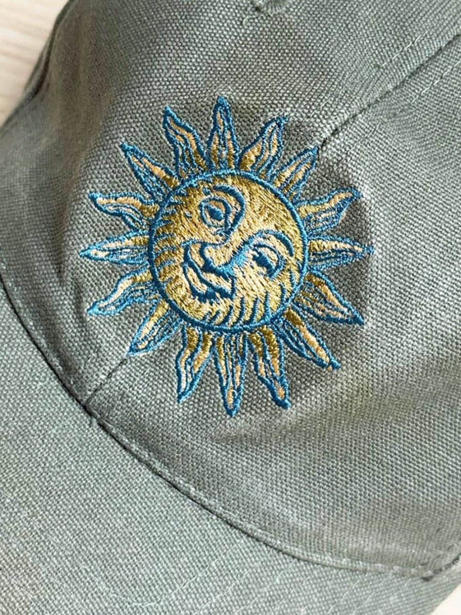 vintage 90s embroidered sun baseball cap | maplecap | hempen gold - good market thrift store