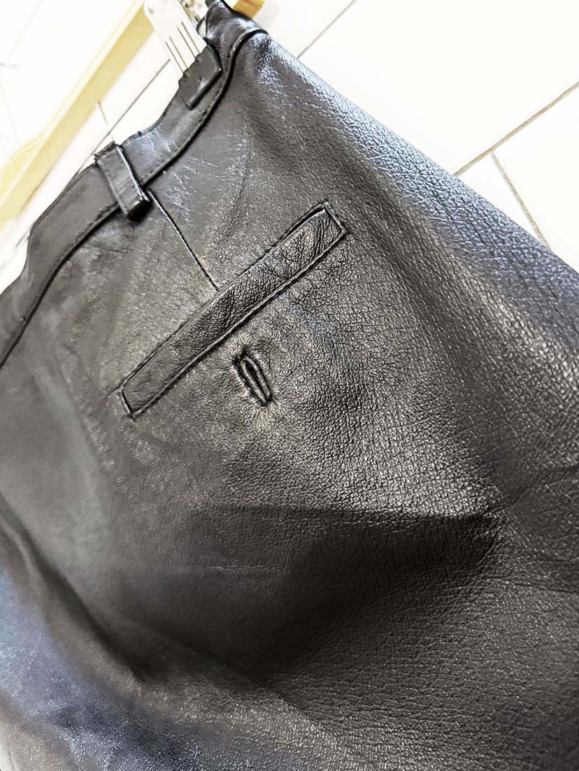 vintage 90s emc leather side - button slit maxi skirt - good market thrift store