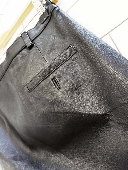 vintage 90s emc leather side - button slit maxi skirt - good market thrift store