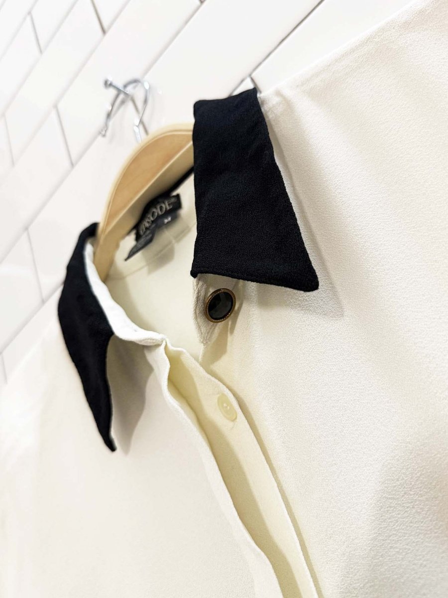 vintage 90s episode french cuff pleated back blouse - good market thrift store