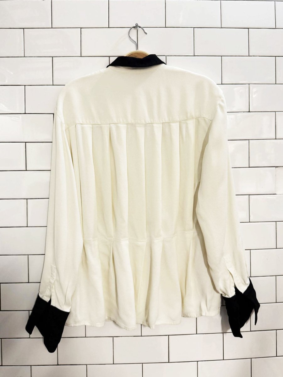 vintage 90s episode french cuff pleated back blouse - good market thrift store