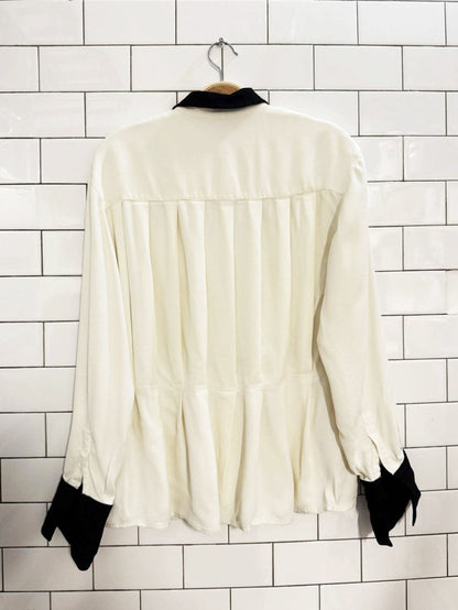 vintage 90s episode french cuff pleated back blouse - good market thrift store