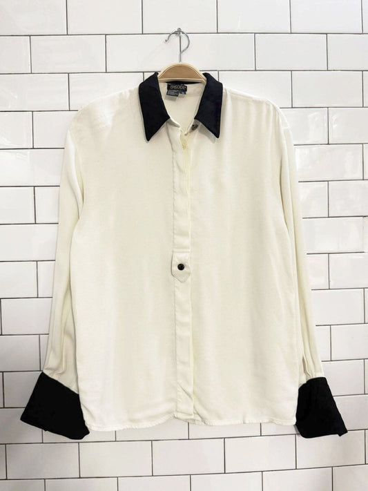 vintage 90s episode french cuff pleated back blouse - good market thrift store