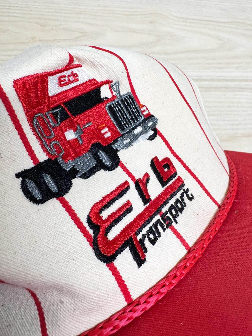 vintage 90s erb transport baseball stripe two tone hat | 1 apparel - good market thrift store
