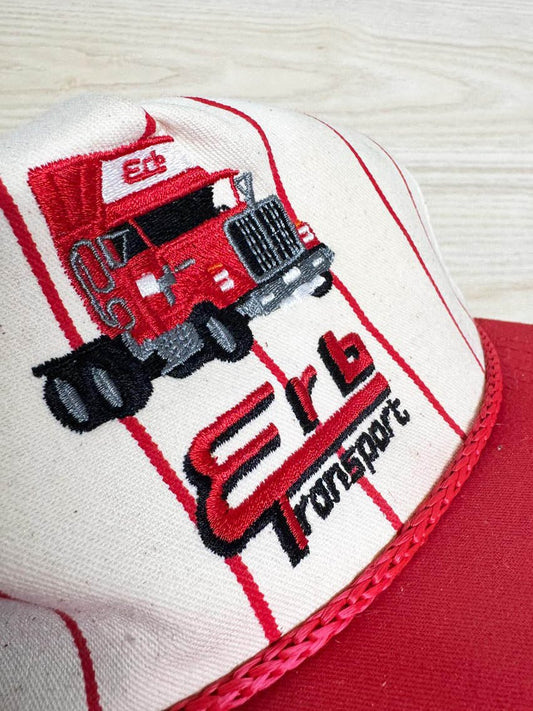 vintage 90s erb transport baseball stripe two tone hat | 1 apparel - good market thrift store