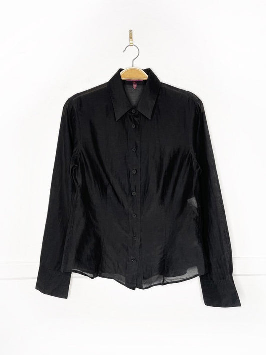 vintage 90s escada edition silk - blend sheer fitted blouse - good market thrift store