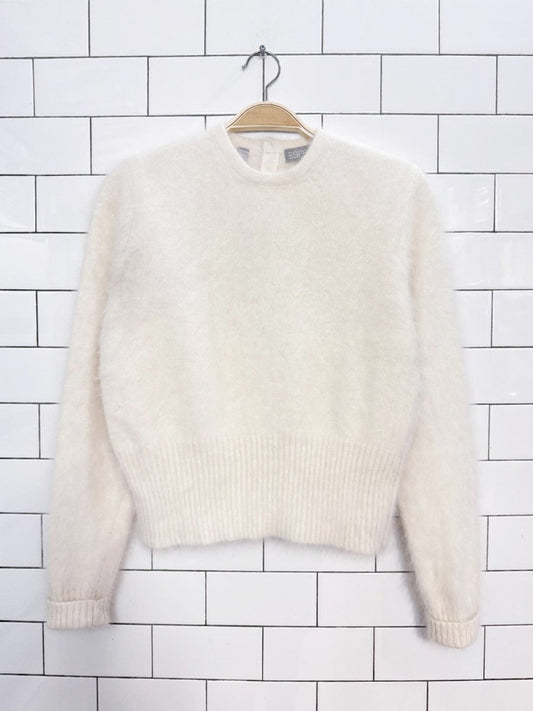 vintage 90s esprit angora-lambswool fuzzy knit sweater - good market thrift store