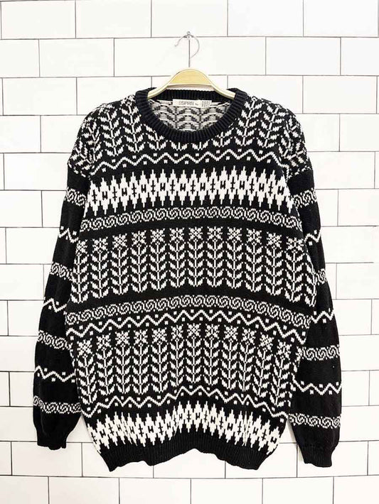 vintage 90s esprit fair isle slouchy knit sweater - good market thrift store