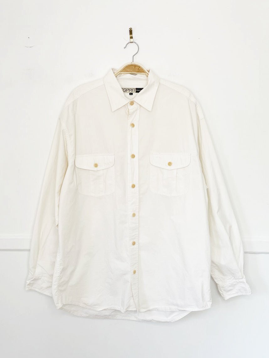 vintage 90s esprit sporty prep oversized full button shirt - good market thrift store