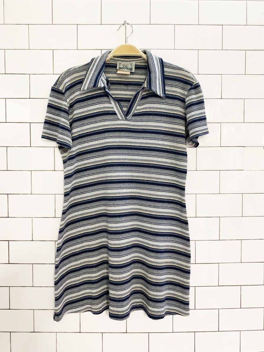 vintage 90s evidence striped polo shirt dress - good market thrift store