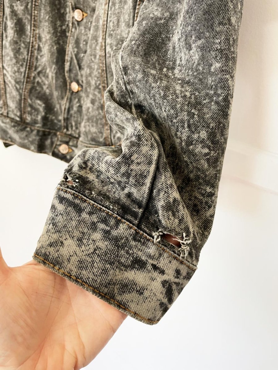 vintage 90s exit acid wash oversized denim trucker jacket | made in Canada - good market thrift store