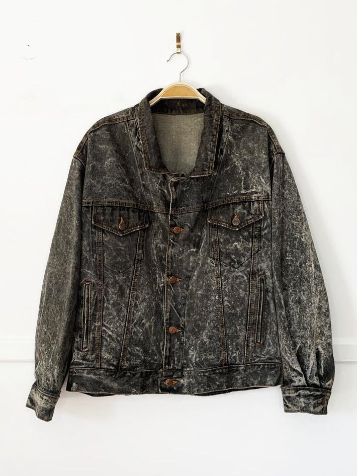vintage 90s exit acid wash oversized denim trucker jacket | made in Canada - good market thrift store