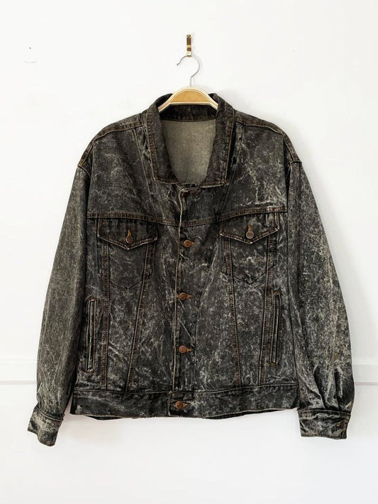 vintage 90s exit acid wash oversized denim trucker jacket | made in Canada - good market thrift store