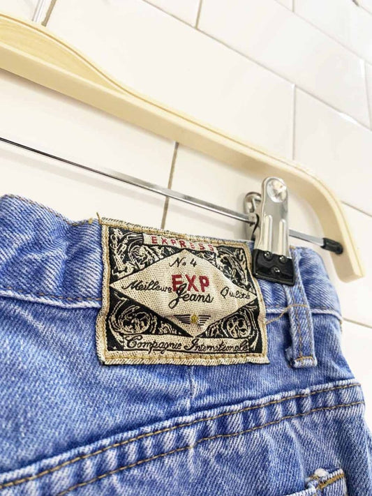 vintage 90s express no. 4 long denim shorts - good market thrift store
