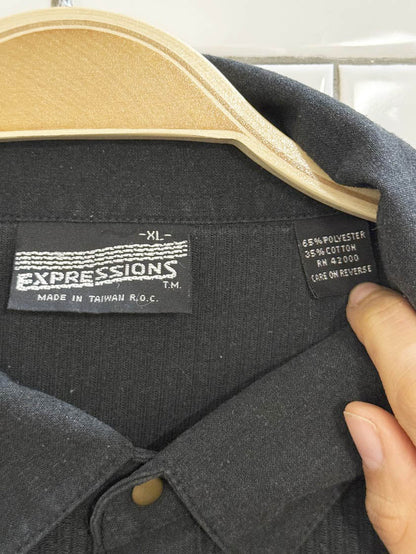 vintage 90s expressions half button ribbed collared sweatshirt - good market thrift store