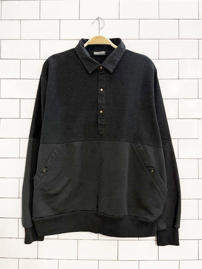 vintage 90s expressions half button ribbed collared sweatshirt - good market thrift store