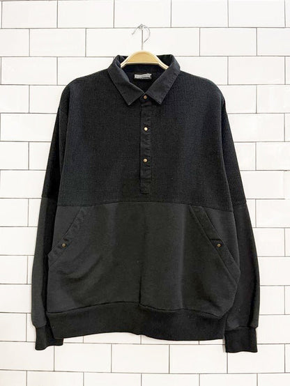 vintage 90s expressions half button ribbed collared sweatshirt - good market thrift store