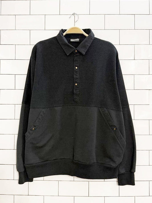 vintage 90s expressions half button ribbed collared sweatshirt - good market thrift store