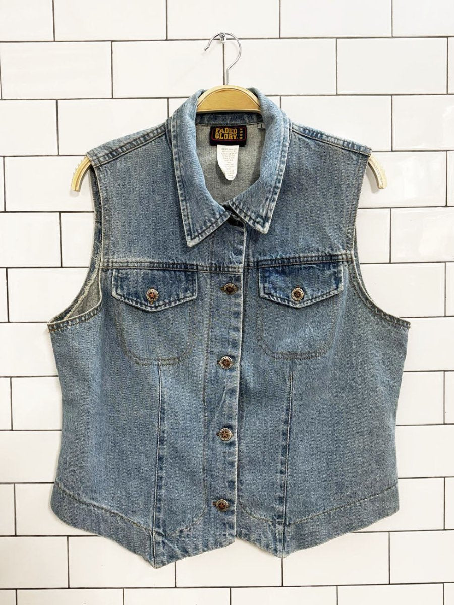 vintage 90s faded glory denim light wash vest top - good market thrift store