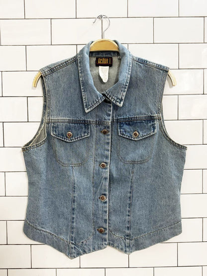 vintage 90s faded glory denim light wash vest top - good market thrift store