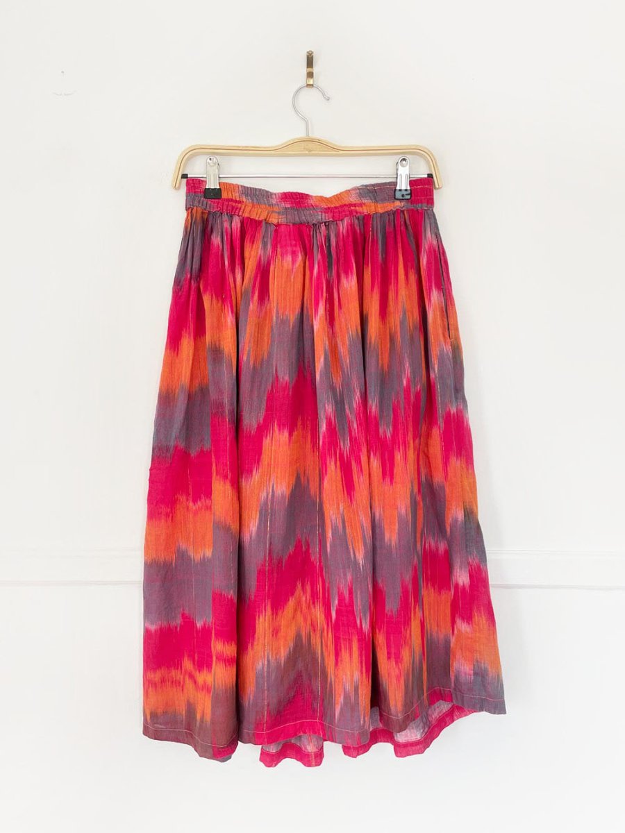 vintage 90s fairset boho flowy full button midi skirt | metallic | made in India - good market thrift store