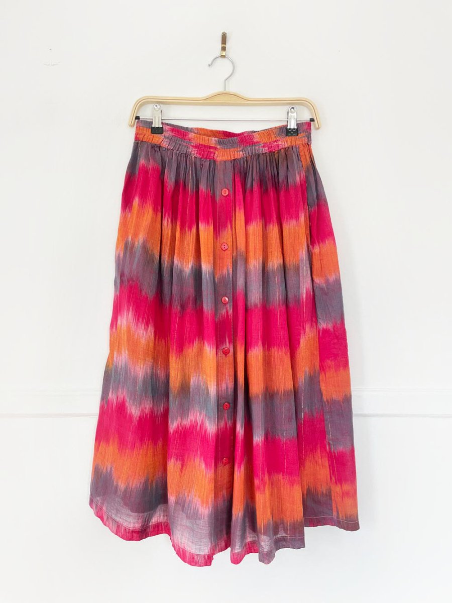vintage 90s fairset boho flowy full button midi skirt | metallic | made in India - good market thrift store