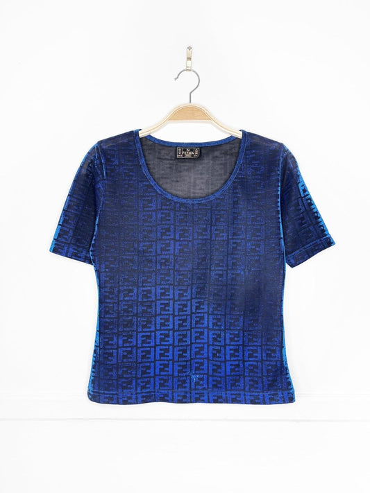 vintage 90s fendi zucca metallic knit top | made in Italy - good market thrift store