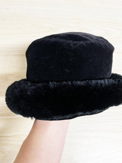 vintage 90s fersten velvet + faux fur trim hat - good market thrift store