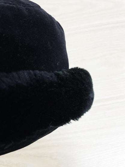 vintage 90s fersten velvet + faux fur trim hat - good market thrift store