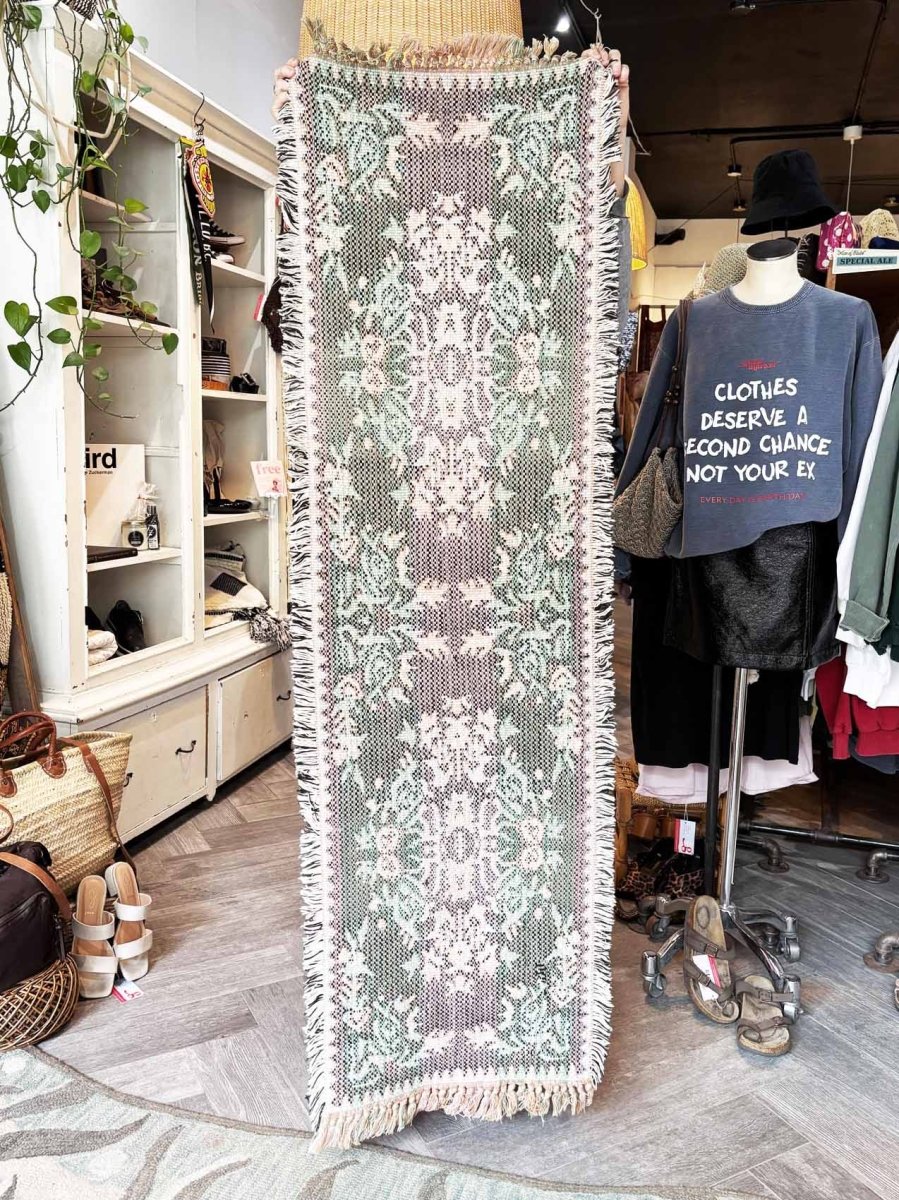 vintage 90s floral tapestry runner rug - good market thrift store