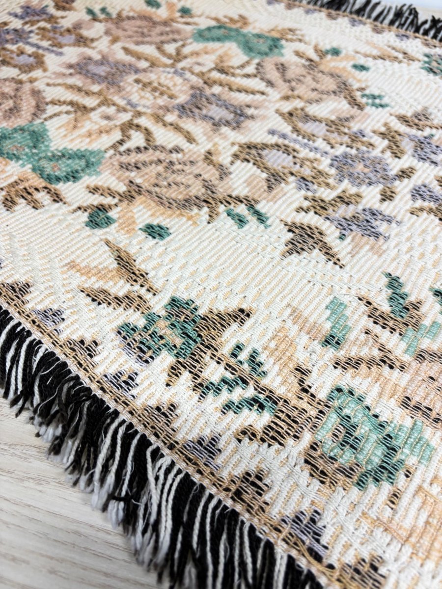 vintage 90s floral tapestry runner rug - good market thrift store