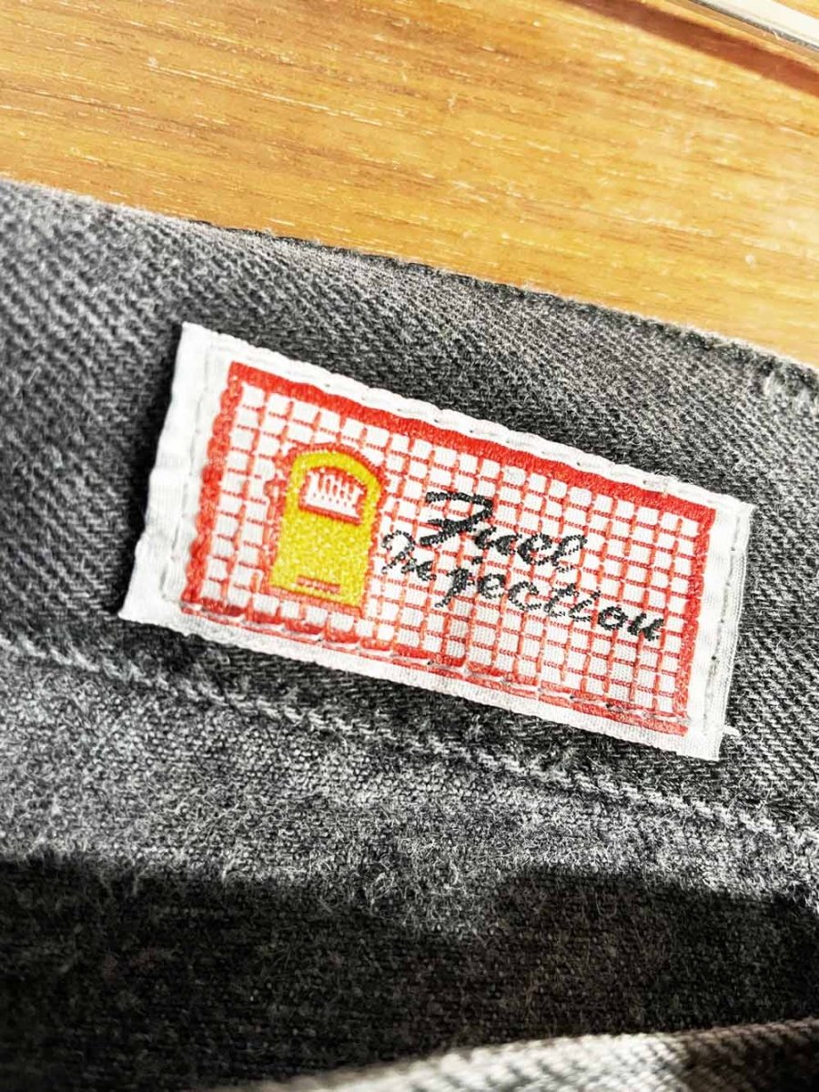 vintage 90s fuel injection stretchy denim midi skirt - good market thrift store