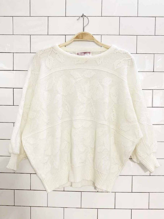 vintage 90s functionals floral boxy knit summer sweater - good market thrift store