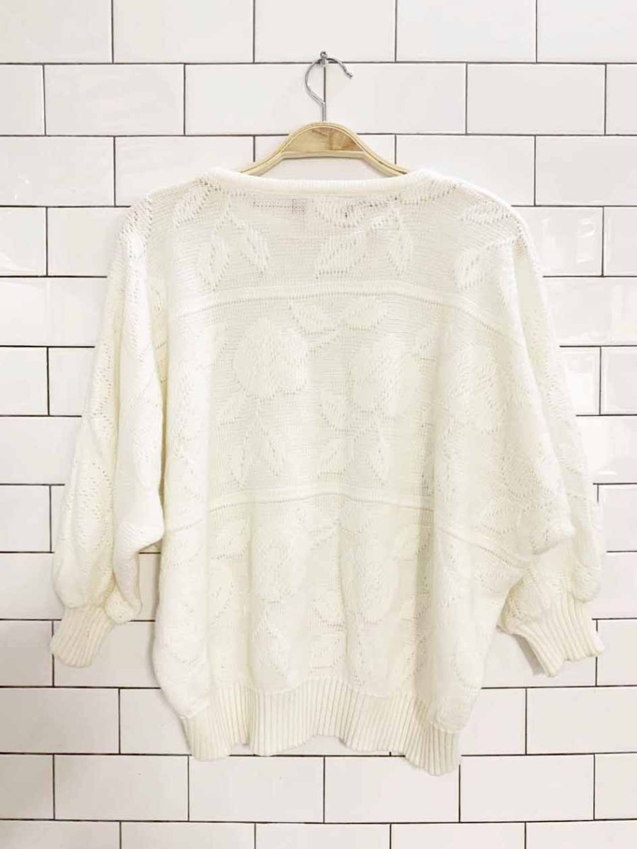 vintage 90s functionals floral boxy knit summer sweater - good market thrift store