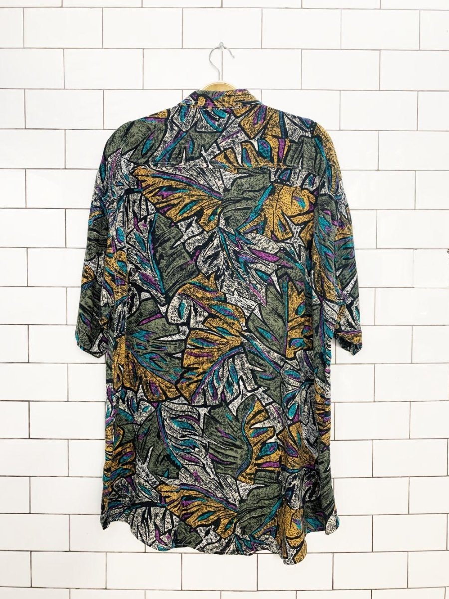 vintage 90s fyi private stock abstract full button resort shirt - good market thrift store