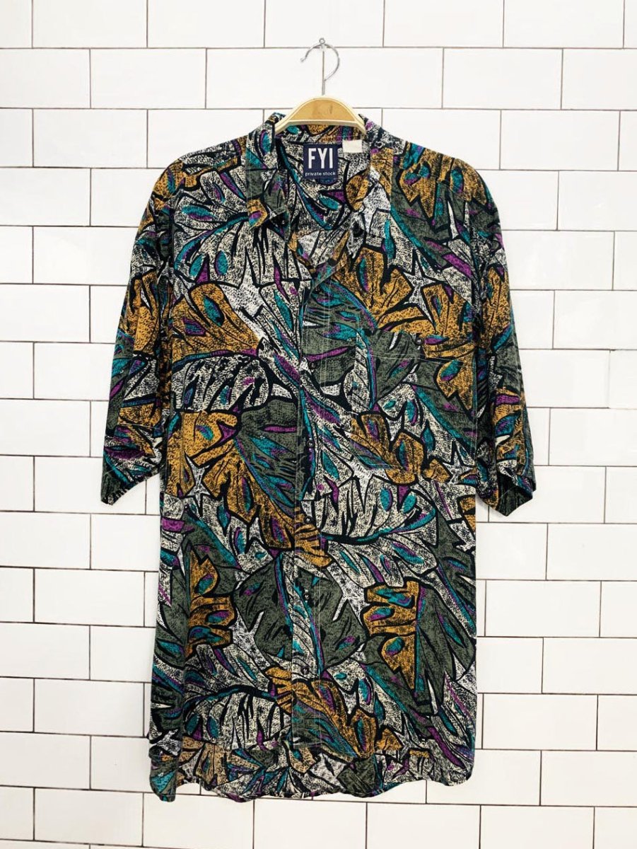 vintage 90s fyi private stock abstract full button resort shirt - good market thrift store