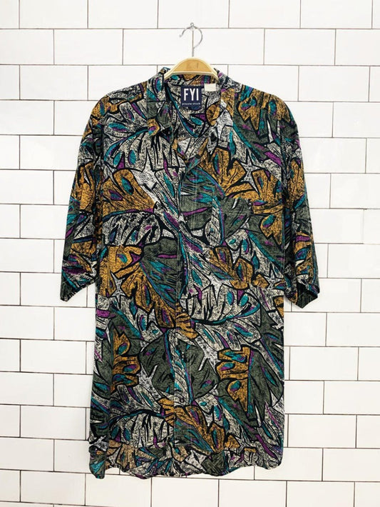 vintage 90s fyi private stock abstract full button resort shirt - good market thrift store