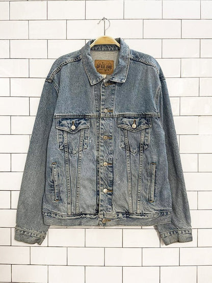 vintage 90s gap denim trucker jacket | born in san francisco 1980 - good market thrift store