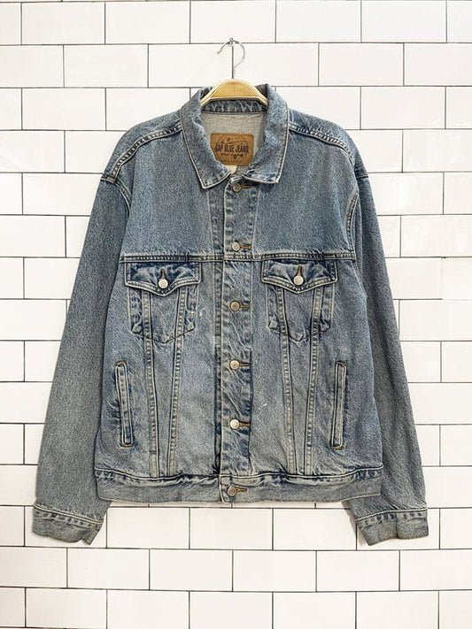 vintage 90s gap denim trucker jacket | born in san francisco 1980 - good market thrift store
