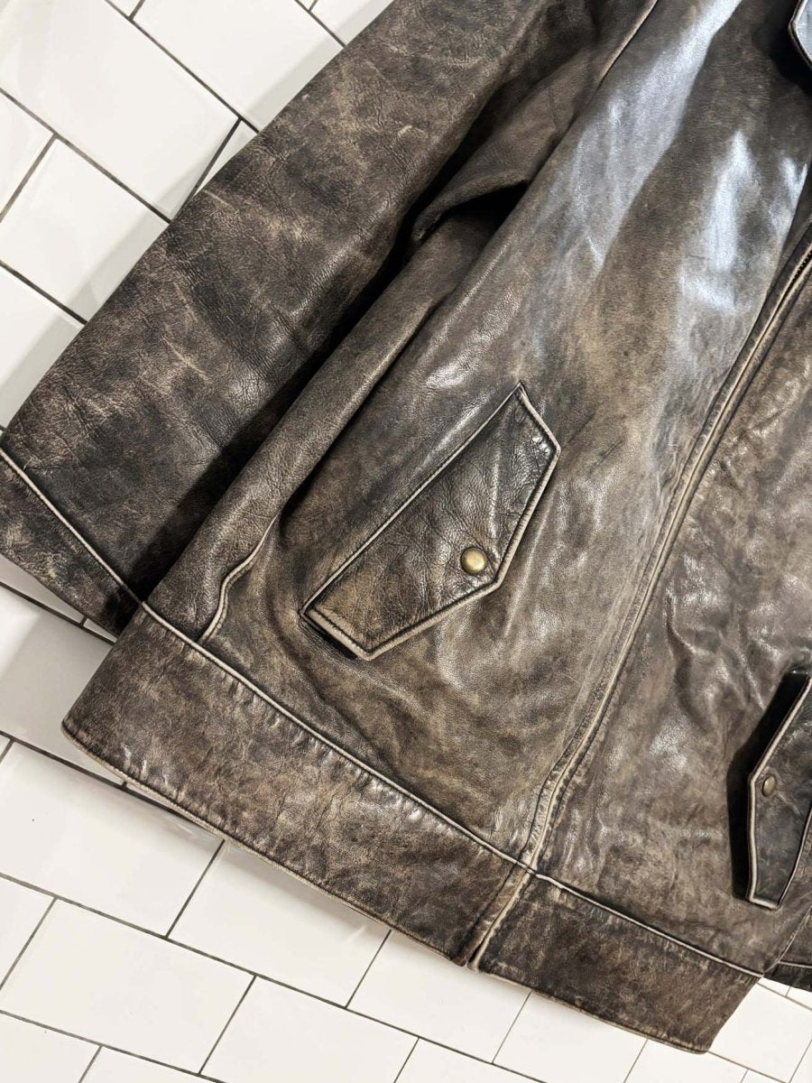 vintage 90s gap leather sherpa lined bomber jacket - good market thrift store