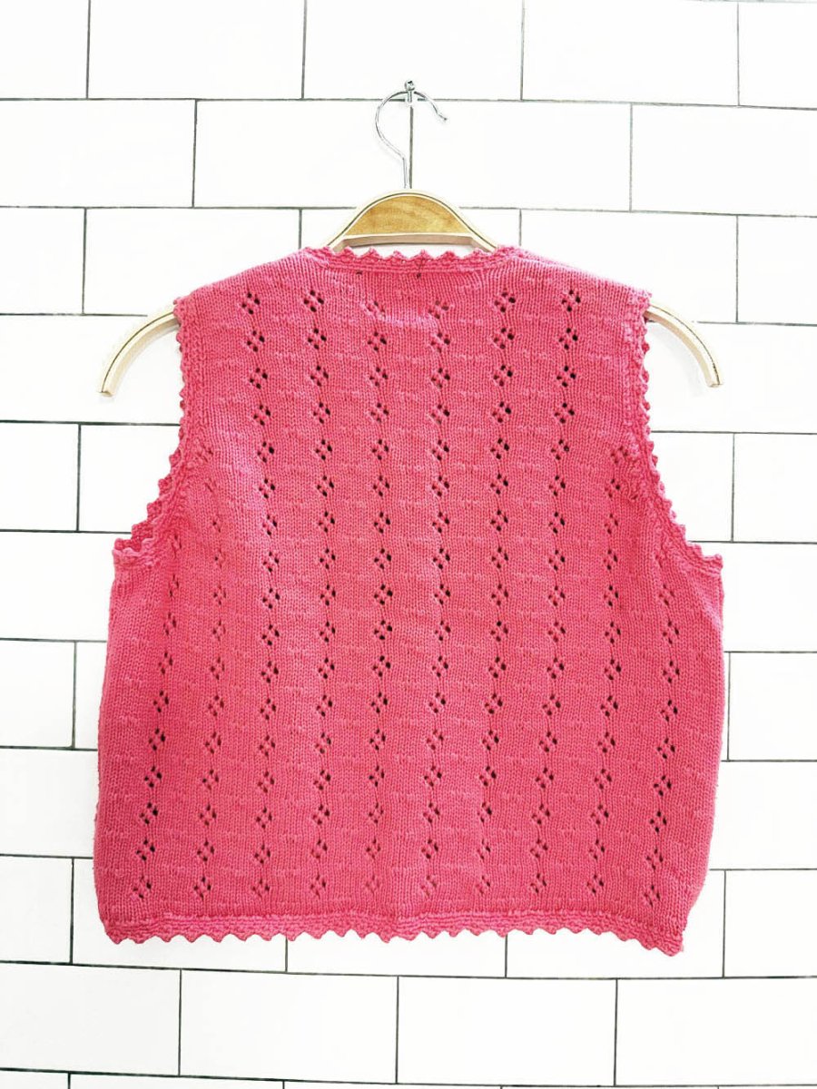 vintage 90s gap pointelle knit full button vest - good market thrift store